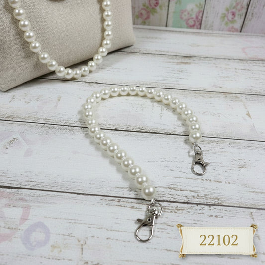 manico lungo di perle bianche con moschettoni finali per fai da te borse artigianali di pezza stoffa tessuto uncinetto cordino fettuccia