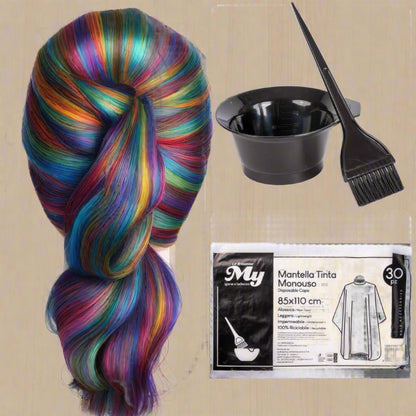 kit fai da te taglio tintura capelli casa uso professionale parrucchiere mantella ciotola pennello lotto 30 mantelline monouso per tinta colorazione meches colpi di luce colorati