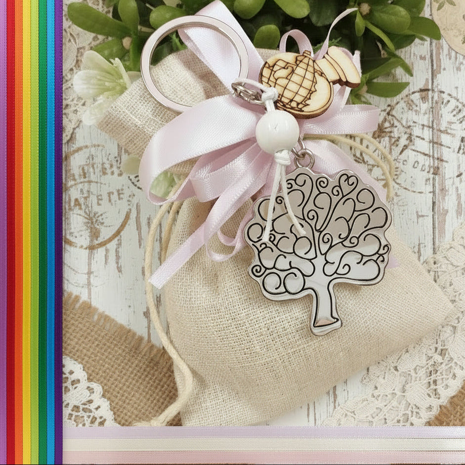 Bomboniera linea solidale LILT-LIVING sacchetto con portachiavi angelo bimbo - Living&Shop Bomboniera linea solidale LILT-LIVING sacchetto con portachiavi angelo bimbo - Living&Shop