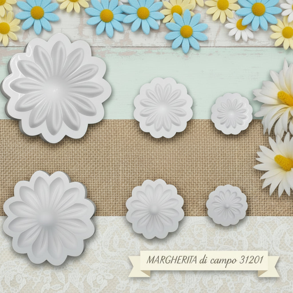 Margherita di campo Dalia stampi per fiori fommy economici in vendita on-line creazioni gomma crepla eva tinta unita composizioni fioristi primavera