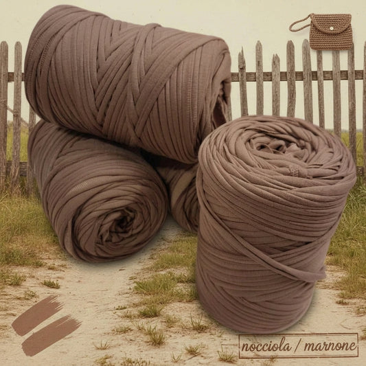 nocciola/marrone fettuccia di cotone elastico per borse fettuccia e pochette uncinetto Noodles elastix mini stafil