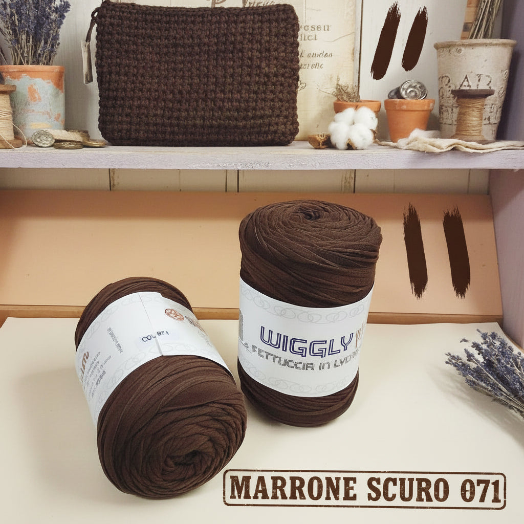 marrone scuro 071 fettuccia lycra wiggly cucirini 3 stelle per borse uncinetto e pochette