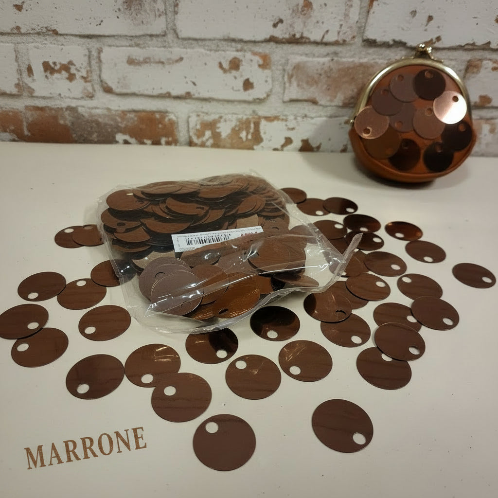 colore marrone bronzo paillettes foro grande e grandi adatte a borse uncinetto pochette borsellino