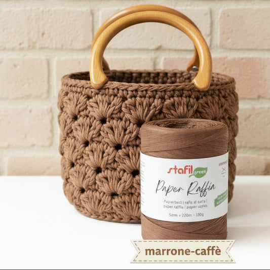 rafia per borse uncinetto naturale colorata filo per cestini gomitolo marrone paper raffia di carta stafil green 5 mm 220 metri 180 g