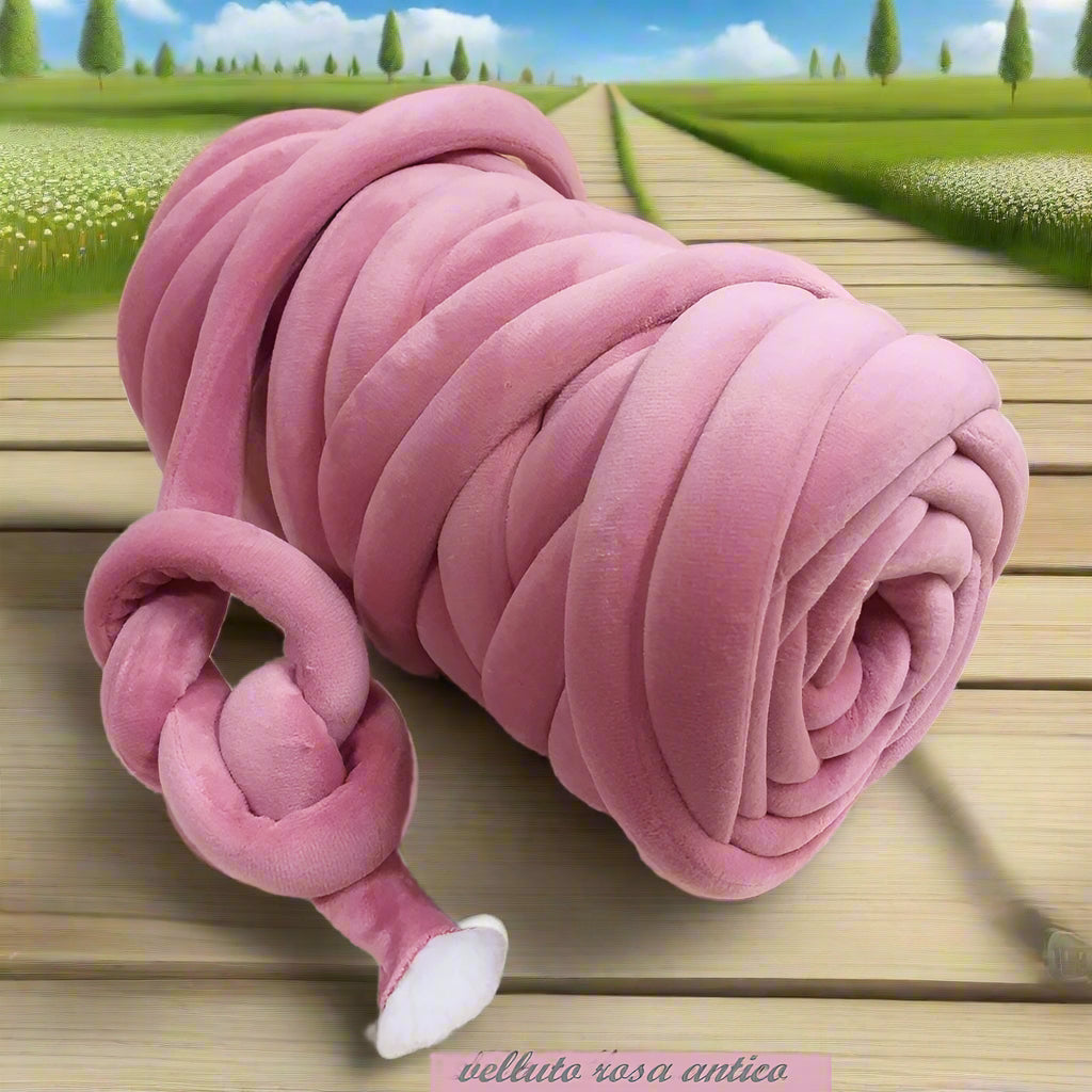 rosa antico 1 kg velluto fettuccia ripiena marshmallow filato borse gigante grosso spesso imbottito chunky bags tubolare intrecciare a mano senza uncinetto pochette