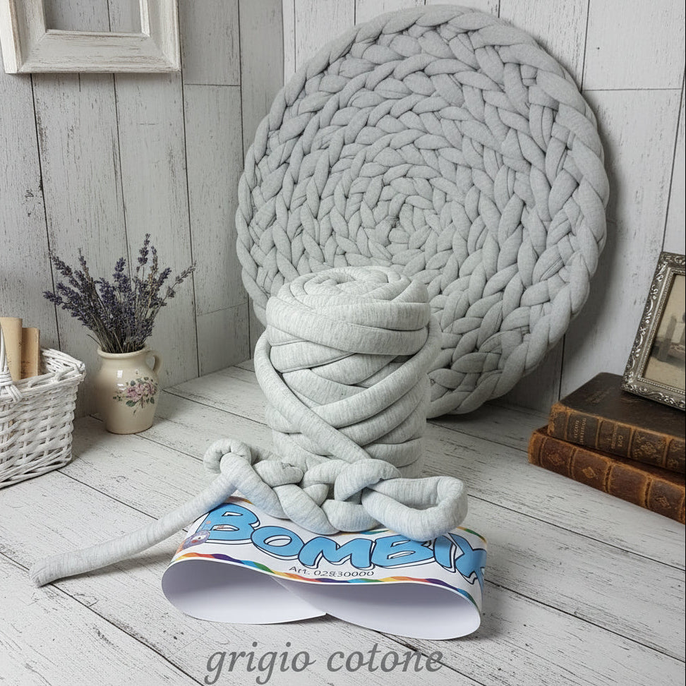 grigio cotone  1/2 kg fettuccia ripiena marshmallow filato borse gigante grosso spesso imbottito chunky bags tubolare intrecciare a mano senza uncinetto pochette shopper