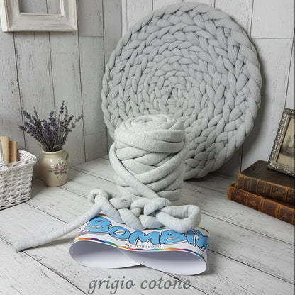 grigio cotone  1/2 kg fettuccia ripiena marshmallow filato borse gigante grosso spesso imbottito chunky bags tubolare intrecciare a mano senza uncinetto pochette shopper