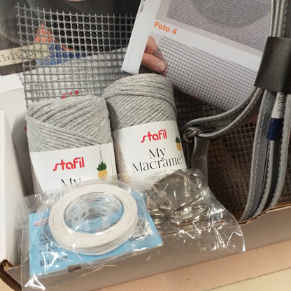 rete canvas di plastica istruzioni tracolla ecopelle cordino macramè stafil grigio pietra cordoncino cerato minuterie di chiusura del marsupio