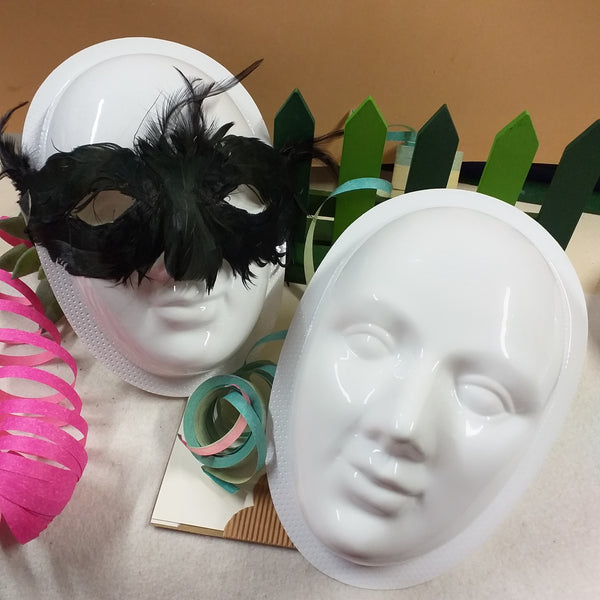 Maschera plastica bianca pvc donna Carnevale da decorare o