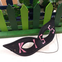scritta kiss rosa maschere carnevale adulti per occhi nere colorate con elastico