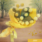 ramo 15 cm palline gialle fiori foglie su stelo per 8 marzo 2025 auguri con mimosa artificiale finta incartata confezionata e fai da te festa della donna decorazioni casa vetrina negozio idee regalo packaging vetrinistica confezionamento chiudipacco segnaposto