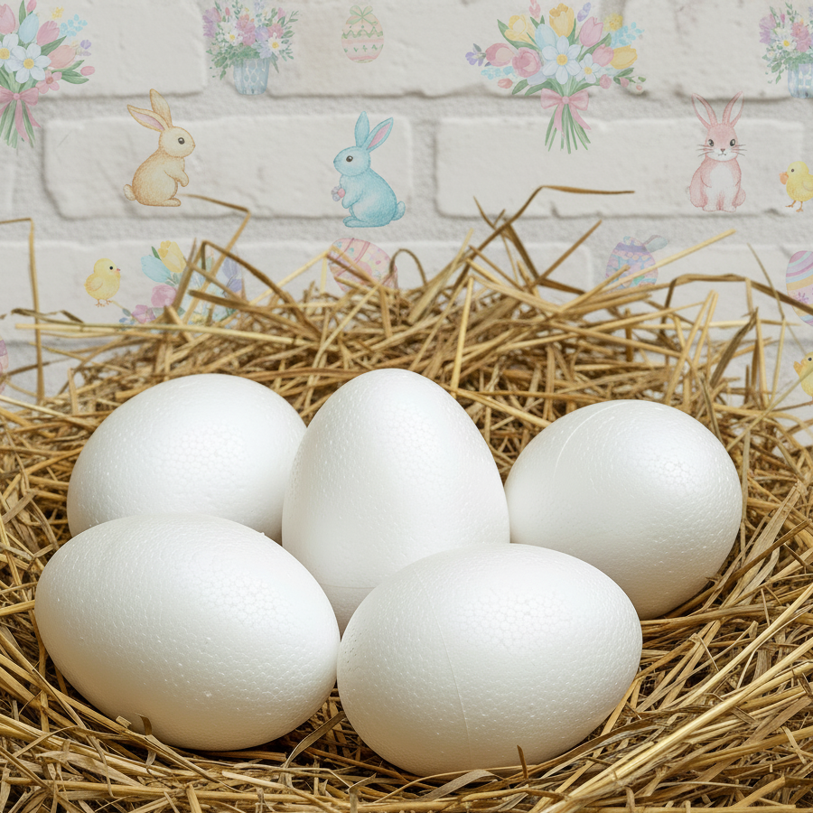 vetrina negozio uovo di polistirolo medie creare decorazioni Pasqua fai da te uova da rivestire con tubolari decorare tovaglioli découpage uso per lavoretti bambini creazioni bambole coniglietti