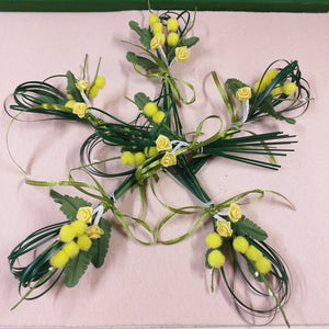 fiori decorativi per bomboniere ramo cerchio in tessuto