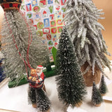 mini albero Natale artificiale piccolo da tavolo abete innevato base su tronco legno sacco juta miniature pino per Presepe uso alberino decorazioni natalizie addobbi vetrine