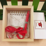 fai da te kit con set di scrittura astuccio legno e plastica scritta laurea penna rossa biro mini block notes ciondolo cappello tocco
