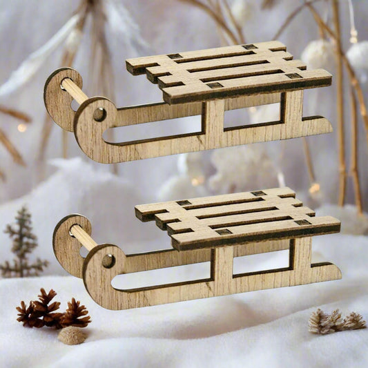 piccoli slittini legno naturale decorativi da dipingere decorare colorare per fai da te casa bambole Presepe Natale miniature mini giardino accessori gnomi folletti elfi frugoletto