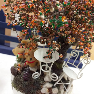 bonsai autunno cerbiattini e idea con sedie tavolino di metallo bianco shabby ambientazioni arredi Presepe accessori miniature mini giardino uso per micro paesaggio diy decorazioni vetrinistica alberello albero pianta di perline filo di ferro