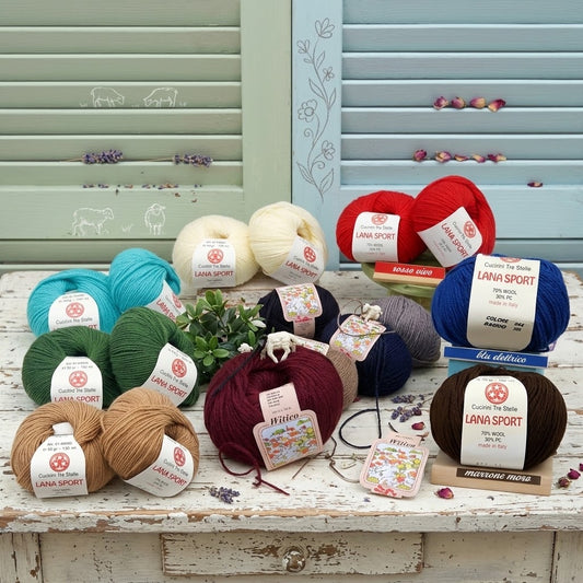 offerte filato misto lana vergine acrilico filo sintetico Witico Silke Sport Cucirini Tre Stelle colori inverno uso uncinetto ferri da maglia e calza per guanti cappelli sciarpe scaldacollo maglioni copertine cappotto stole