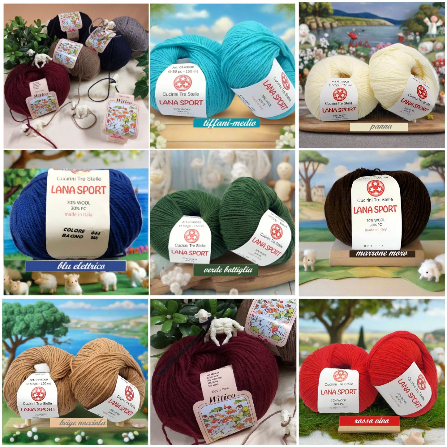 offerte filato misto lana vergine acrilico filo sintetico Witico Silke Sport Cucirini Tre Stelle colori inverno 2025 2026 uso uncinetto ferri da maglia e calza per guanti cappelli sciarpe scaldacollo maglioni copertine cappotto stole