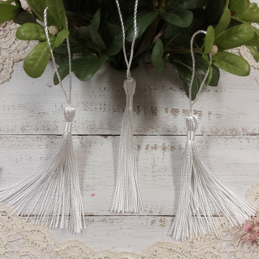 nappine bianche di cordoncino decorative colorate 13 cm uso segnalibro laurea bomboniere fai da te applicazioni matrimonio anniversario nozze comunione cresima