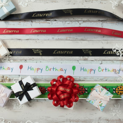 Nastro laurea, coccinelle raso scritta compleanno stampato