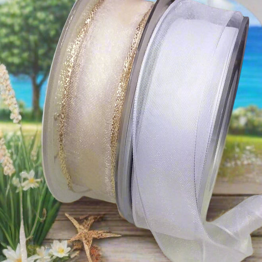 nastro organza rinforzato con ferretto bordo animato ondulato arricciato per fiocco coccarda facile uso packaging confezionamento bomboniere fai da te acconciature sposa bouquet