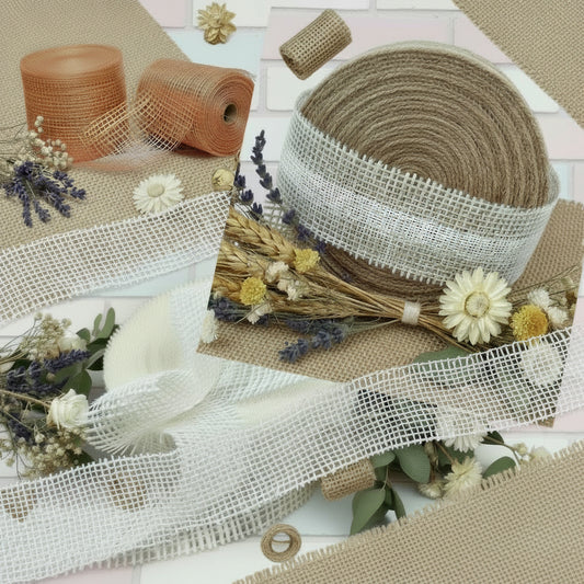 bianco sbiancato naturale grezzo colore rustico country juta tela sacco nastro per fai da te bomboniere confezioni regalo