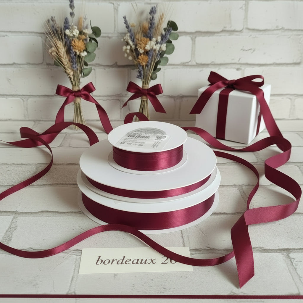 bordeaux vetrina negozio online nastro raso bomboniere fai da te hobby creativi nastrini decorazioni matrimonio colori assortiti uso confezionare regali Natale uova Pasquali packaging confezionamento