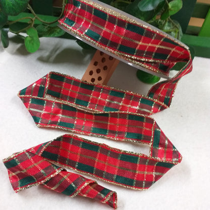 come arricciare nastrino con ferretto classico rosso verde oro scozzese nastro tartan quadretti con bordo rinforzato per fiocchi coccarde addobbi decorazioni albero di Natale