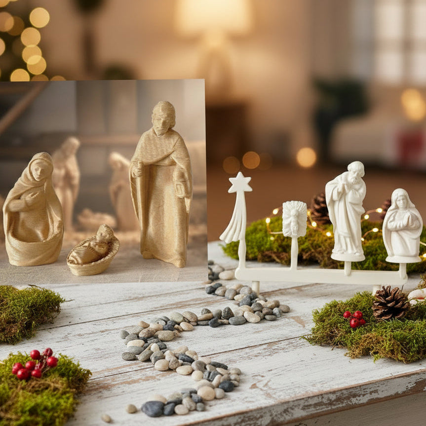 3/4.5 cm statuine Natività Sacra famiglia piccole economiche colore legno o bianco mini statuette da dipingere colorare per miniature ambienti natalizi