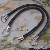 colore nero coppia manici ecopelle intrecciata con attacchi finali per borse artigianali uncinetto pochette di stoffa tessuto ricamato clutch bags estive moda mare shopper di paglia rafia cordino