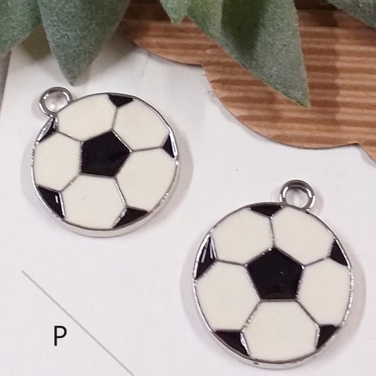 pallone da calcio metallo ciondoli charms pandora-style per fettuccia tubolare uso creare borse bracciali collane bijoux di bigiotteria fai da te con perle