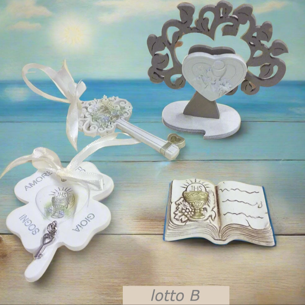 icona Calice chiave quadrifoglio libro albero uva spighe Vangelo Cresima Comunione fine serie oggetti religiosi sacri simboli stock bomboniere offerte icone Santo Giorno