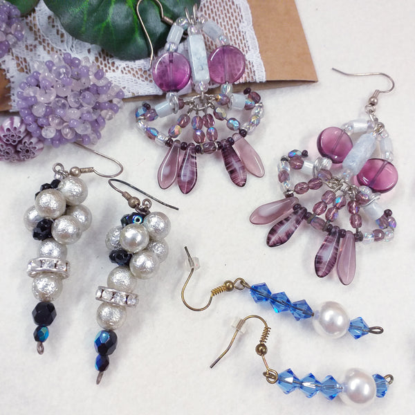 orecchini fatti a mano con pietre perline artigianali di pendenti particolari intreccio perle offerte con cristalli swarovski perline goccia schemi argento viola azzurro