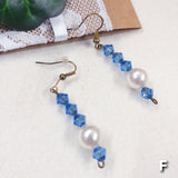 cristalli blu perle bianche orecchini fatti a mano particolari pendenti originali artigianali con pietre
