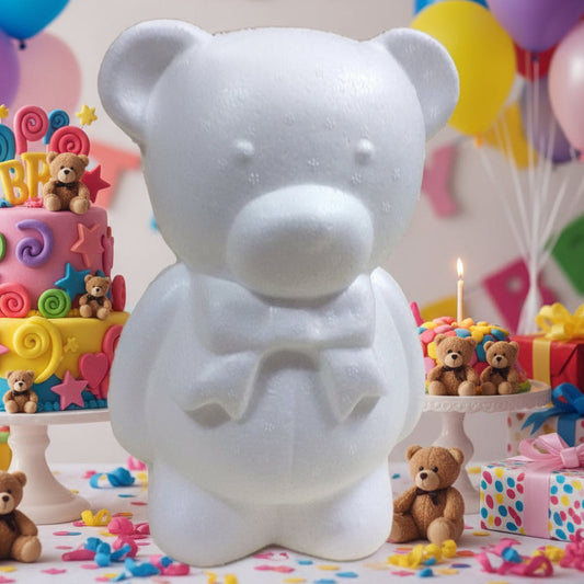 styrofoam da hobbistica sagoma orso oggetti polistirolo orsetto in piedi con fiocco da decorare fai da te per decorazioni festa di compleanno cake topper torta di fommy gomma crepla o rivestire e fare applicazioni roselline