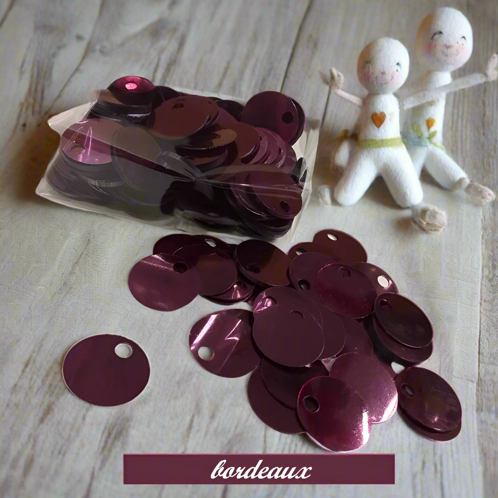 bordeaux a peso grandi giganti paillettes 25 mm foro 5 mm per borse uncinetto pochette di fettuccia cotone thai lycra lurex clutch bags crochet knitting