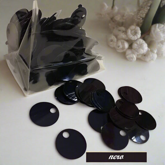 nero a peso grandi giganti paillettes 25 mm foro 5 mm per borse uncinetto pochette di fettuccia cotone thai lycra lurex clutch bags crochet knitting