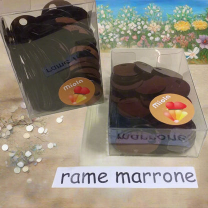 rame marrone grandi giganti paillettes da 25 mm foro 5 mm per borse uncinetto pochette di fettuccia thai lycra lurex clutch bags crochet knitting chunky