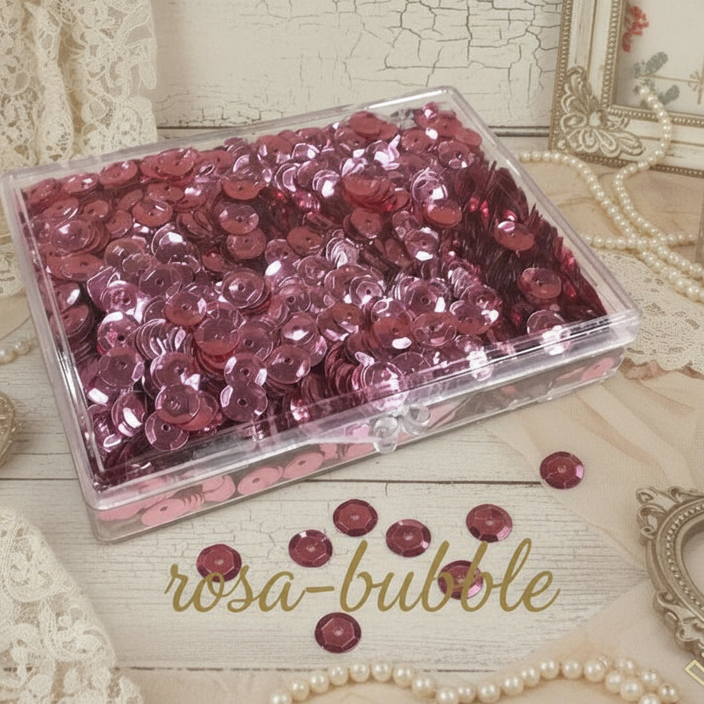rosa-bubble sequins paillettes lustrini ricamo moda abbigliamento mare estate uso ricamare costumi sandali borse bijoux di bigiotteria cappelli abiti da sera e teatro abiti cerimonia matrimonio fiori