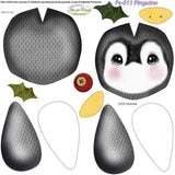 Idee per Creare PS-011 pupazzeria pinguino nordico pannelli pannolenci stampato colorato disegnato natalizio da ritagliare per creare bambole di pupazzi natale vetrinistica