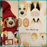 cane Charlie-dog buon natale cappello sciarpa feltro rosso pannelli pannolenci stampato colorato disegnato natalizio da ritagliare per creare bambole di pupazzi natale