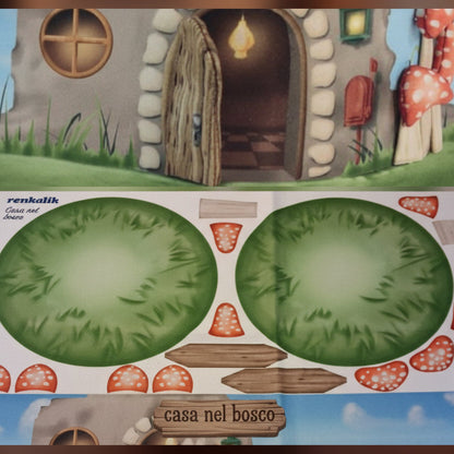 casa nel bosco pupazzi pasqua  renkalik pannello kraft 3D panno stampato per cucito creativo a mano a macchina pupazzeria per composizione fiori centrotavola scatola per bambola di pezza