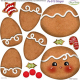 PS-012 Ginger omino pan di zenzero panpepato pannelli pannolenci stampato colorato disegnato natalizio da ritagliare per creare bambole di pupazzi natale tema biscotti dolcetti bastoncino di zucchero