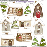 casette villaggio innevato idee per creare pannelli pannolenci stampati Natale piccoli 25 x 25 cm disegni soggetti motivi natalizi