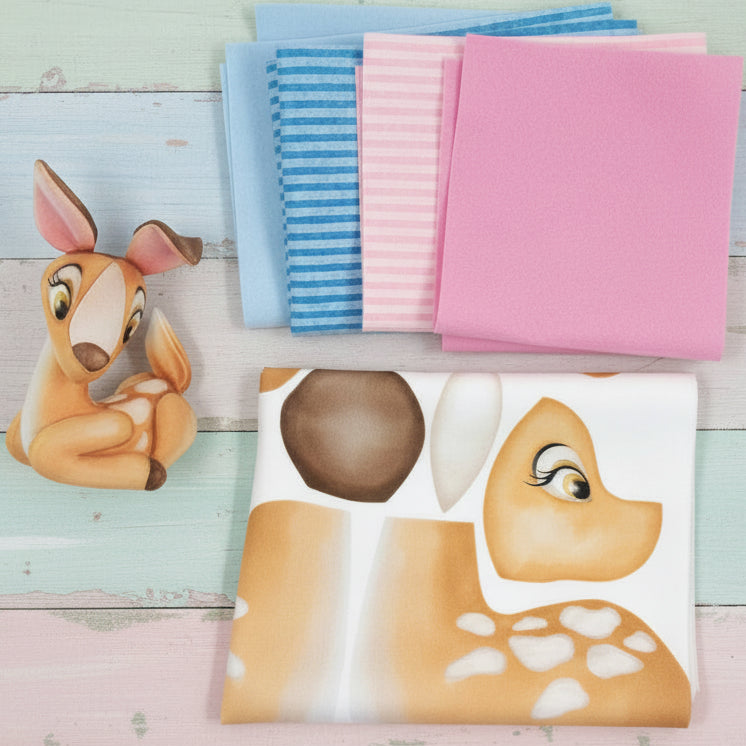 cerbiatto Melody Renkalik kit pannello pannolenci stampato nascita bebè baby bimbi azzurro celeste maschietto femminuccia rosa uso fai da te fiocco coccarda fuoriporta