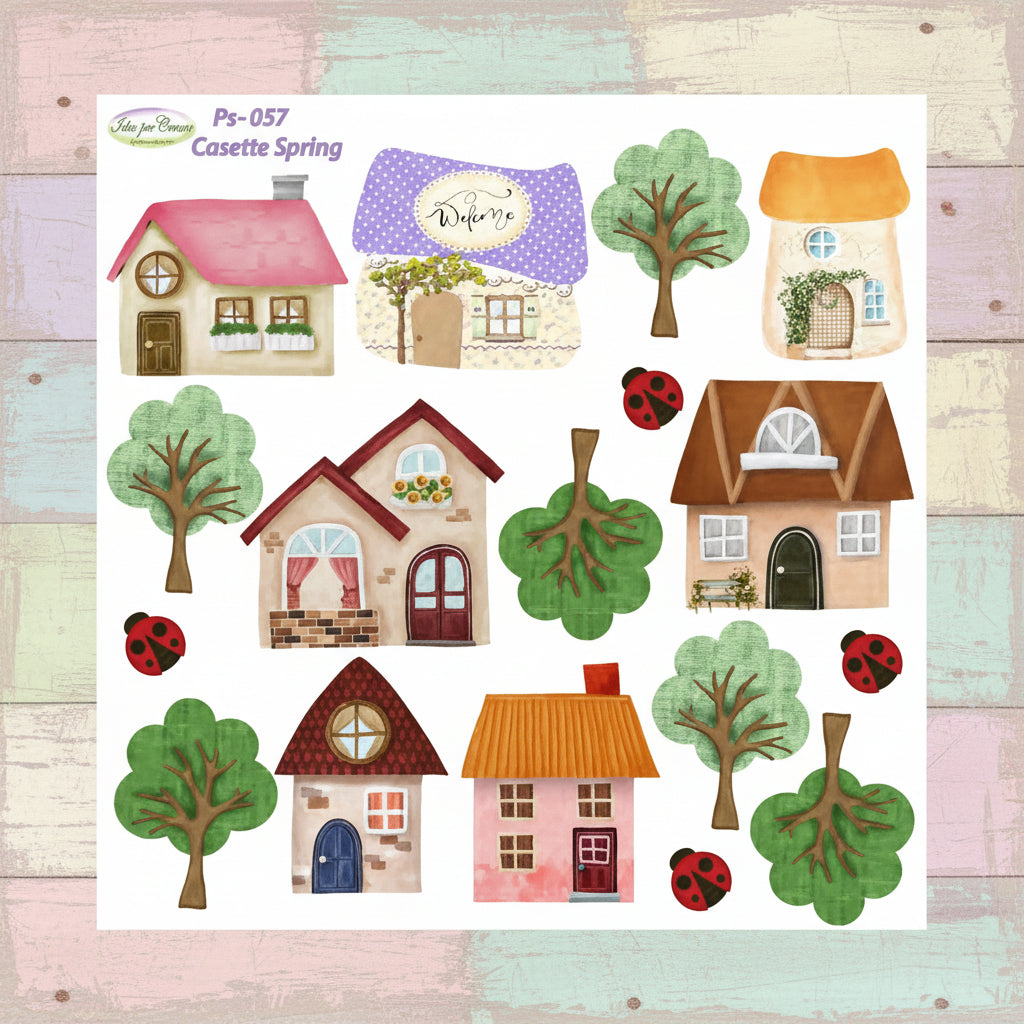 7 casette primavera 6 alberi 4 coccinelle sagome pannolenci stampato pasquale pannello 25 x 25 cm ps-057 spring idee per creare tessuto per decorazioni addobbi fai da te chiudipacco
