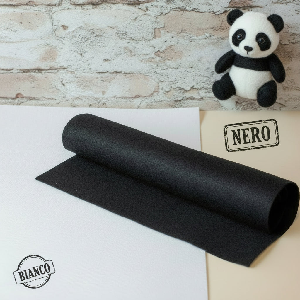 feltro sottile pannolenci 1 mm Stafil tinta unita morbido per lavoretti creazioni  bambole di pupazzi come il panda bianco nero