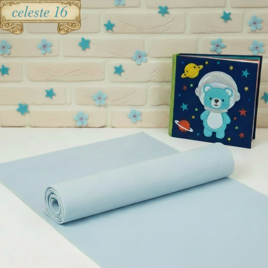 celeste azzurro pannolenci Stafil 1 mm morbido tinta unita feltro uso creazioni fiori fiocchi nascita lavoretti creativi bambini e natalizi libro tattile astronauta orsetto