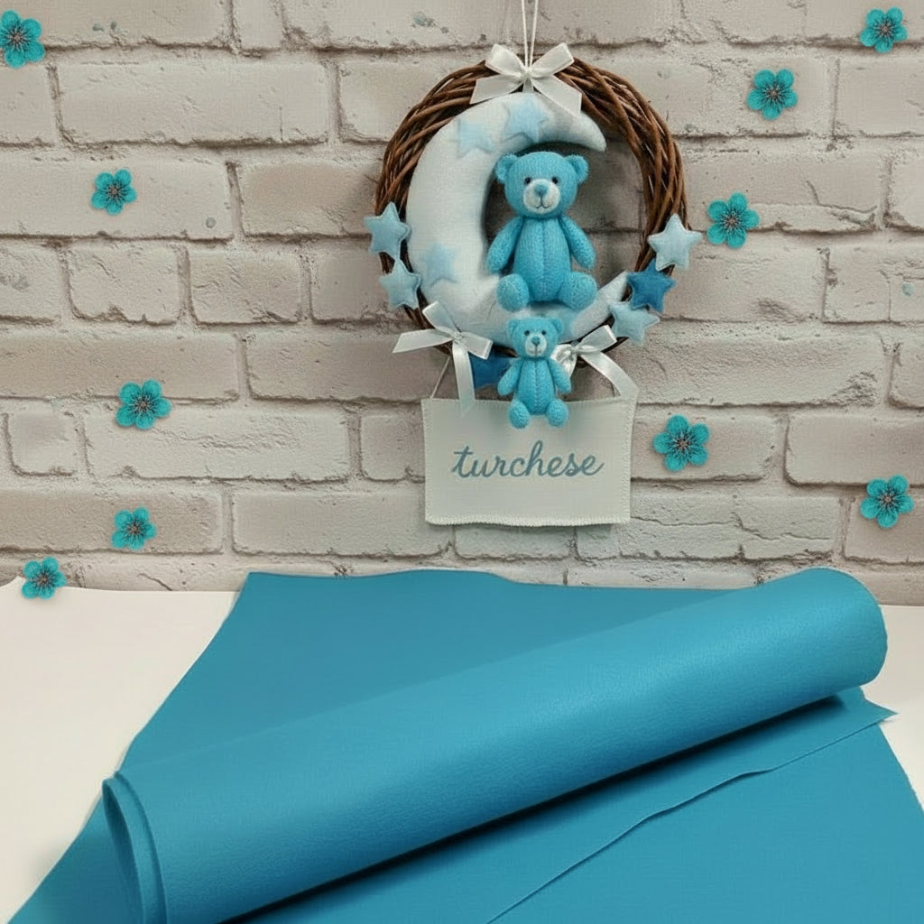 turchese pannolenci Stafil 1 mm morbido tinta unita feltro uso creazioni fiori fiocchi nascita lavoretti creativi bambini e natalizi o pasquali